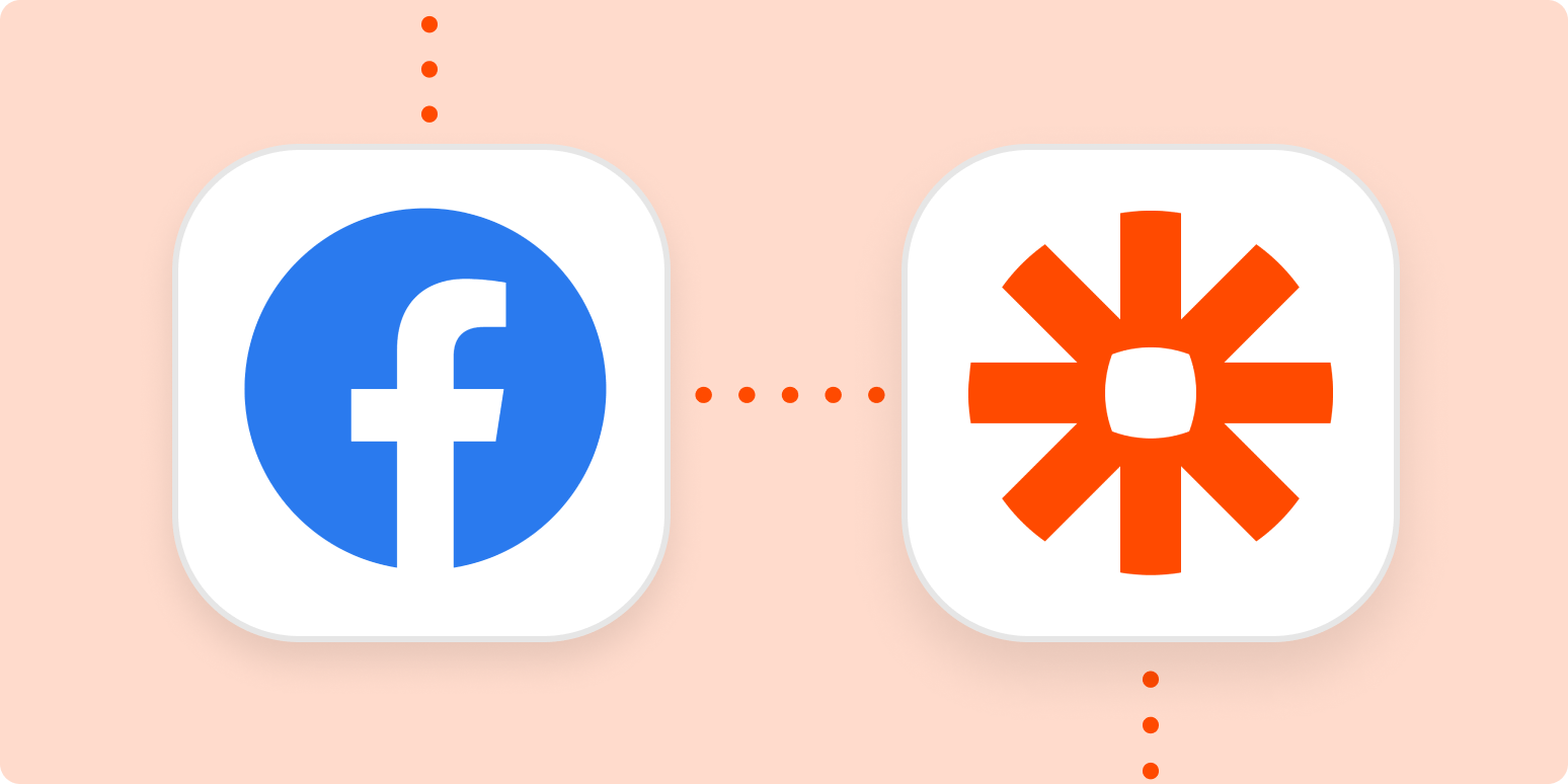 A hero image with the Facebook and Zapier logos.